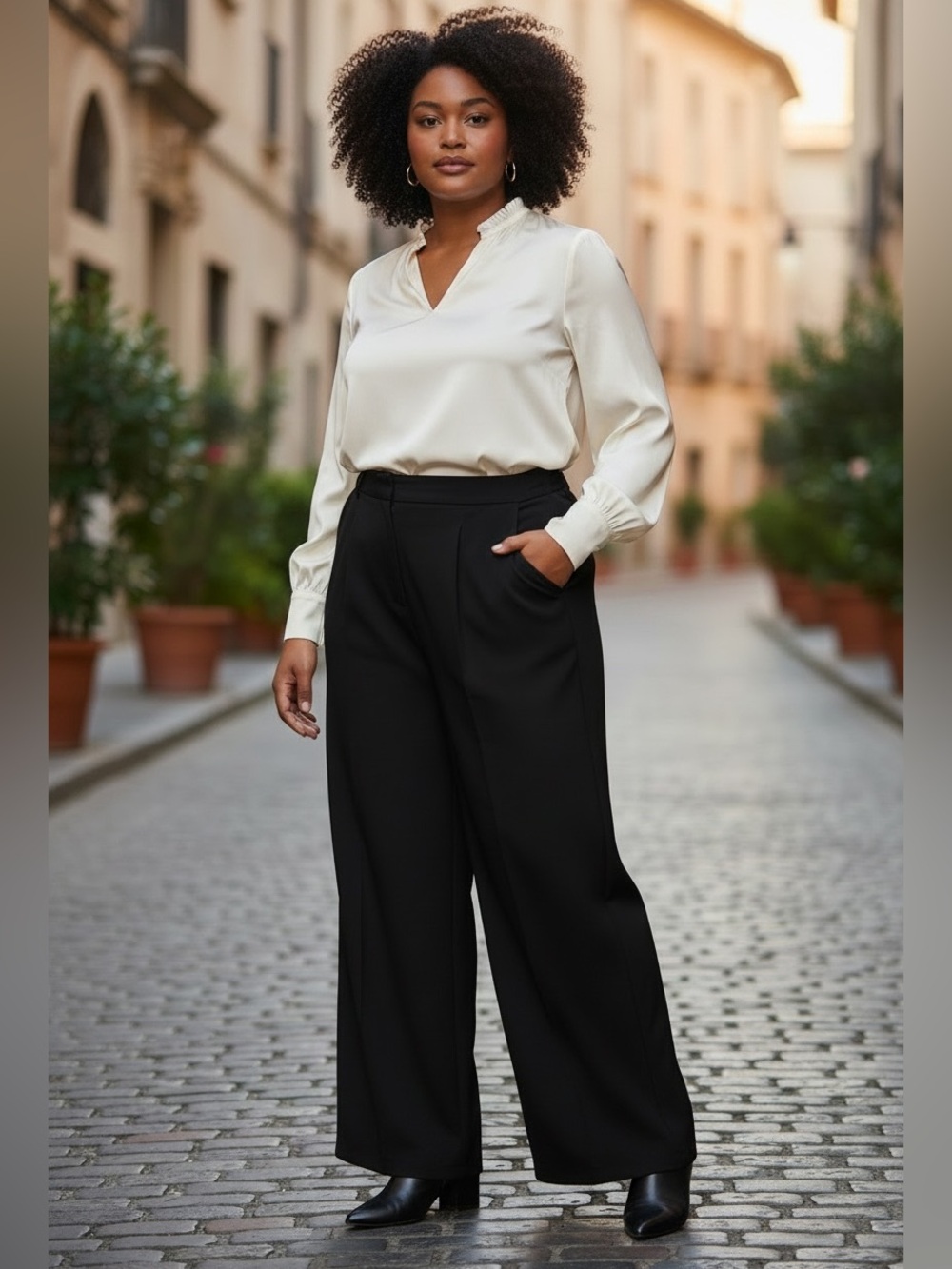 NWT Nanette NANETTE LEPORE Classic High-Rise Wide-Leg Pants in Black - Picture 1 of 7